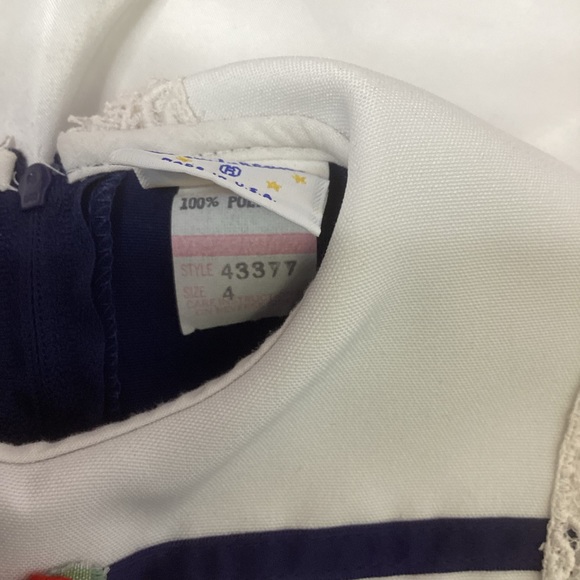 Vintage toddler size 4 Navy Blue white bib pleated dress - Picture 9 of 12